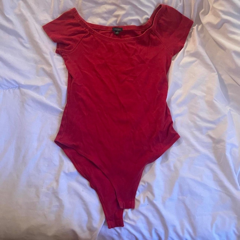 Ribbed Red Bodysuit